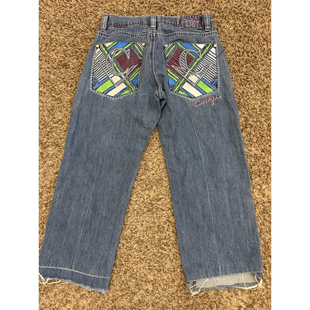 Vintage Y2K COOGI Jeans Embroidered Denim Straight Wide Mens Sz 34x34 (altered)